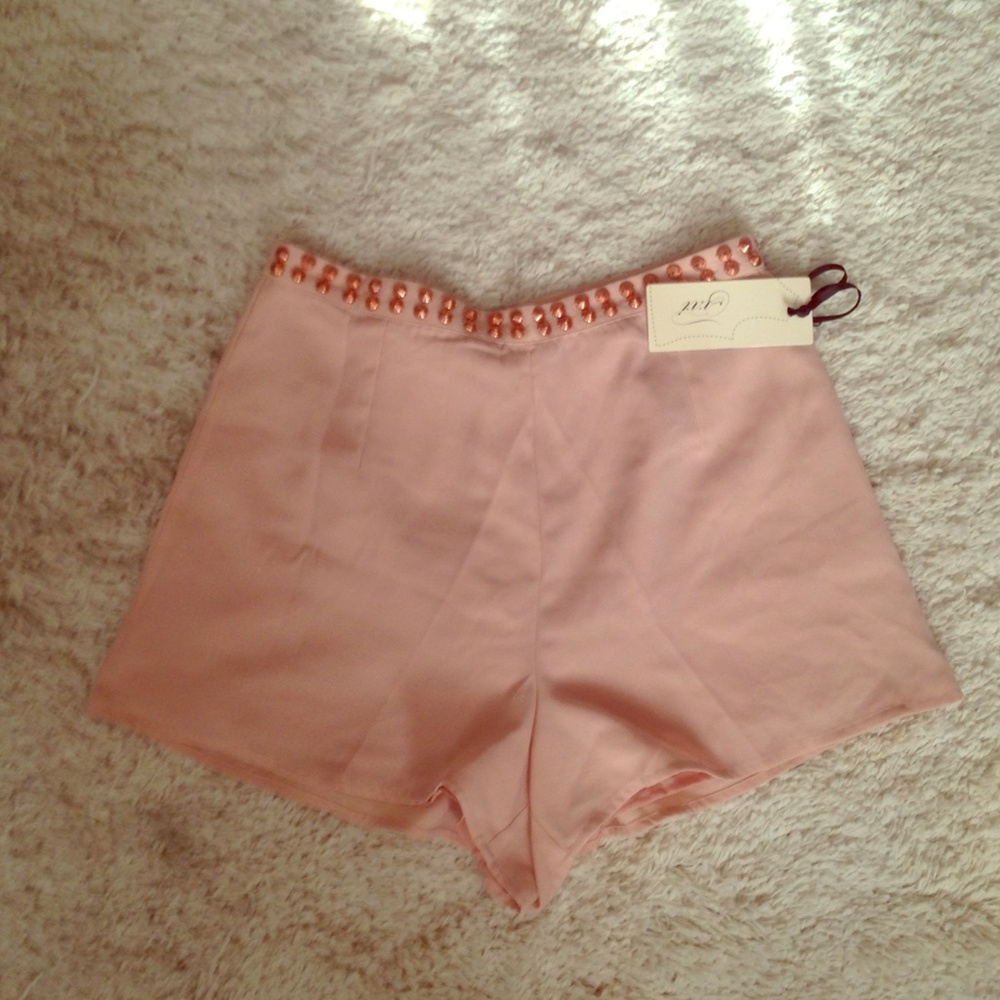 F21 Pink Gold Studded Shorts